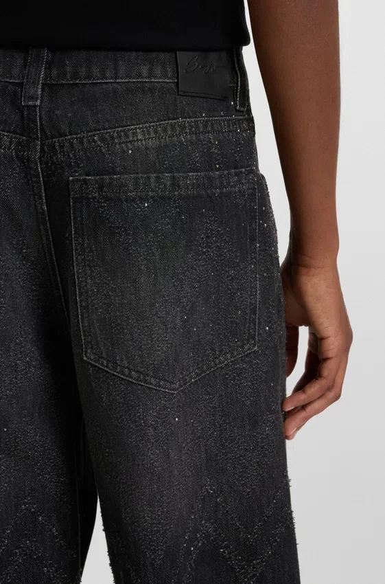 Wide-leg jeans in crystal-embellished denim Wide-leg jeans in crystal-embellished denim
