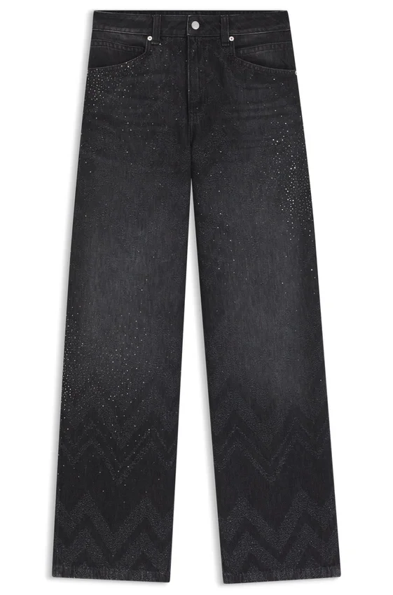 Wide-leg jeans in crystal-embellished denim Wide-leg jeans in crystal-embellished denim