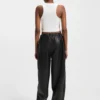 Wide-leg parachute trousers in faux leather