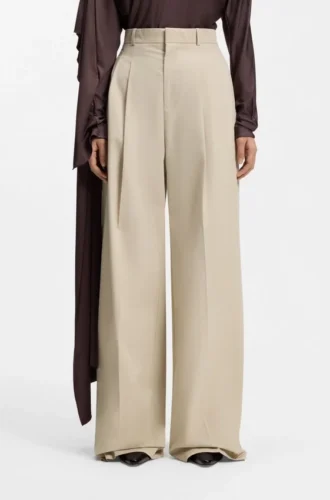 Wide-leg trousers in cotton with stretch