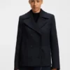 Wool-blend pea coat in a regular fit