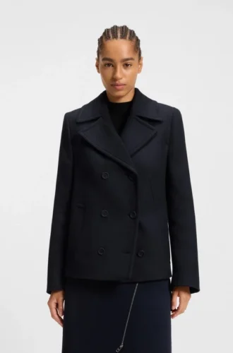 Wool-blend pea coat in a regular fit