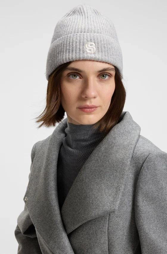 Wool-cashmere beanie hat with Double B monogram Wool-cashmere beanie hat with Double B monogram