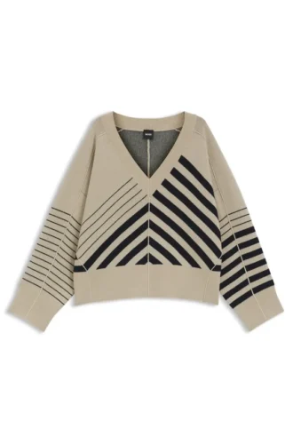 Wool-cashmere sweater with block stripes