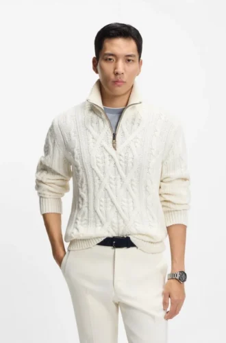 Wool-cashmere sweater with cable knit