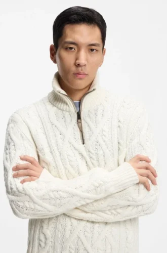 Wool-cashmere sweater with cable knit