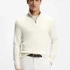 Wool-cashmere sweater with zip neck