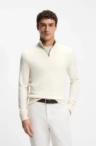 Wool-cashmere sweater with zip neck