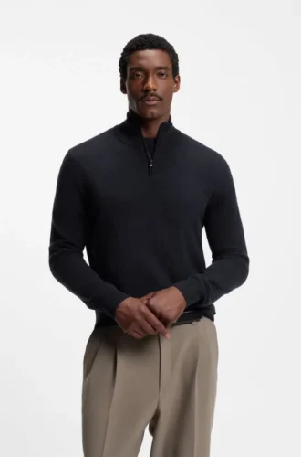 Wool-cashmere sweater with zip neck