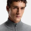 Wool-cashmere sweater with zip neck