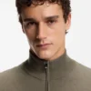 Wool-cashmere sweater with zip neck