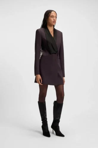 Wool dress in a tuxedo style