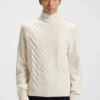 Wool-silk sweater with cable knit