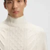 Wool-silk sweater with cable knit