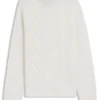 Wool-silk sweater with cable knit