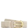 Woven belt with leather trims Woven belt with leather trims