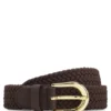 Woven belt with leather trims Woven belt with leather trims