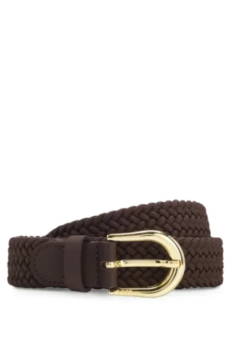 Woven belt with leather trims