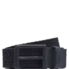 Woven belt with leather trims and logo detail Woven belt with leather trims and logo detail