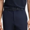 Woven belt with leather trims and logo detail Woven belt with leather trims and logo detail
