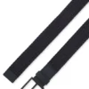 Woven belt with leather trims and logo detail Woven belt with leather trims and logo detail