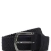 Woven belt with suede trims