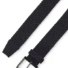 Woven belt with suede trims