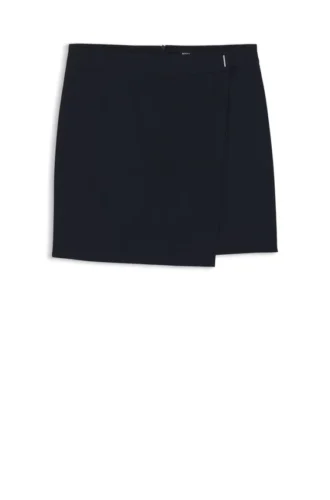 Wrap-front mini skirt in crepe