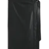 Wrap-front skirt in faux leather