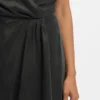 Wrap-skirt dress with cowl neck