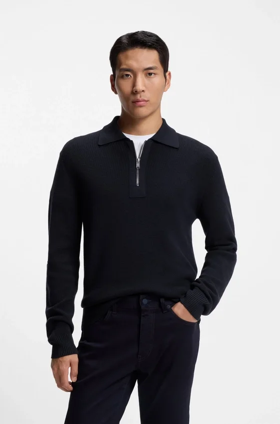 Zip-collar sweater in virgin wool Zip-collar sweater in virgin wool