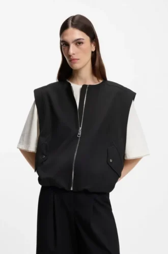 Zip-front waistcoat in twill