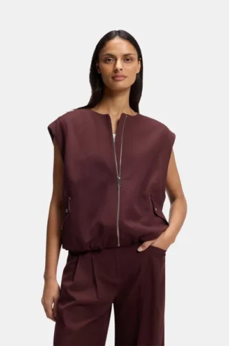 Zip-front waistcoat in twill
