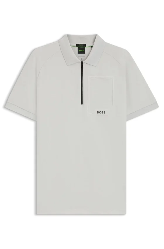 Zip-neck polo shirt in moisture-wicking fabric Zip-neck polo shirt in moisture-wicking fabric