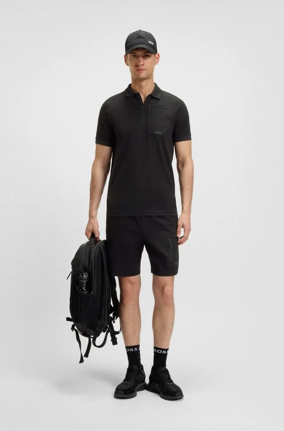 Zip-neck polo shirt in moisture-wicking fabric Zip-neck polo shirt in moisture-wicking fabric