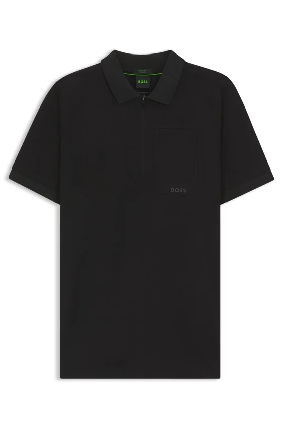 Zip-neck polo shirt in moisture-wicking fabric Zip-neck polo shirt in moisture-wicking fabric