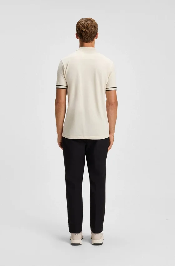 Zip-neck polo shirt in stretch-cotton piqué Zip-neck polo shirt in stretch-cotton piqué