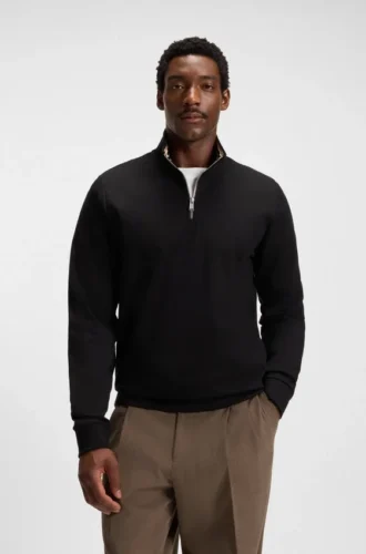 Zip-neck sweatshirt in a cotton blend