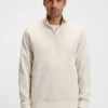 Zip-neck sweatshirt in a cotton blend