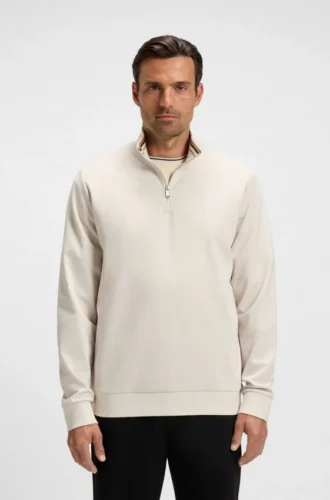 Zip-neck sweatshirt in a cotton blend
