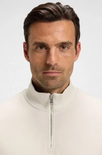 Zip-neck sweatshirt in a cotton blend