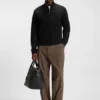 Zip-neck sweatshirt in a cotton blend