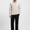 Zip-neck sweatshirt in a cotton blend