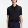 Zip-placket polo shirt in a cotton blend