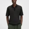 Zip-placket polo shirt in a cotton blend