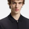 Zip-placket polo shirt in a cotton blend