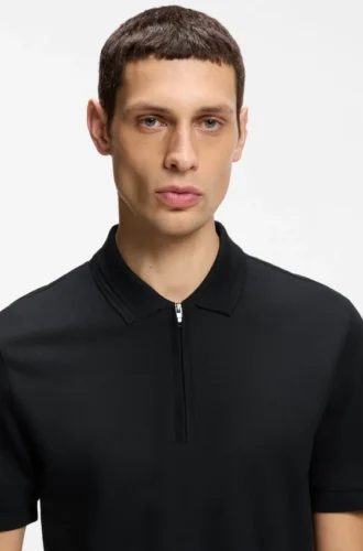 Zip-placket polo shirt in a cotton blend