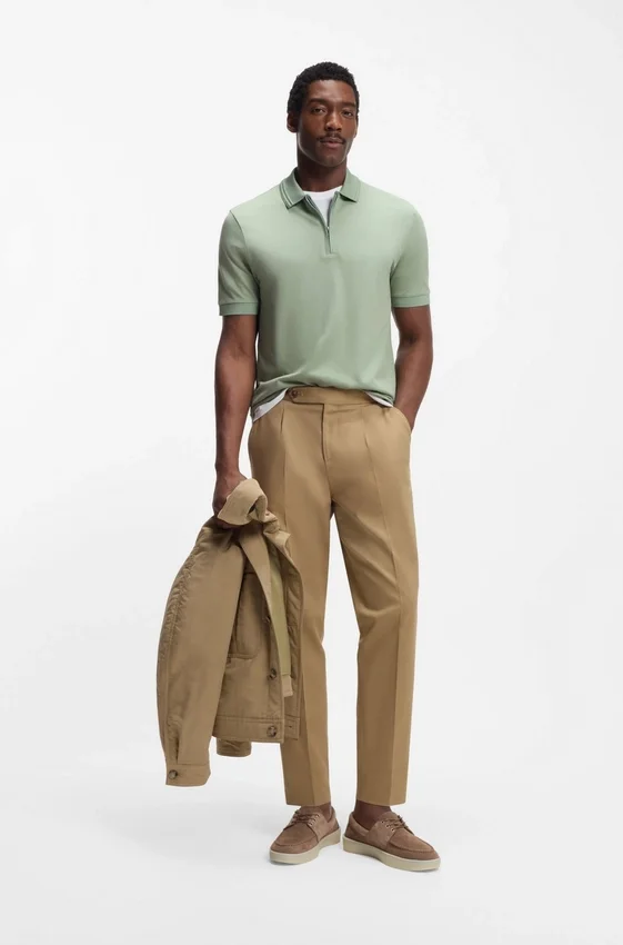 Zip-placket polo shirt in a cotton blend Zip-placket polo shirt in a cotton blend