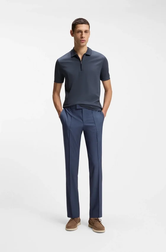 Zip-placket polo shirt in a cotton blend Zip-placket polo shirt in a cotton blend