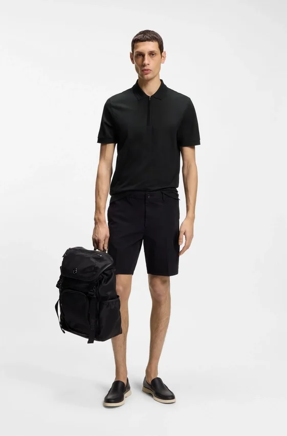 Zip-placket polo shirt in a cotton blend Zip-placket polo shirt in a cotton blend